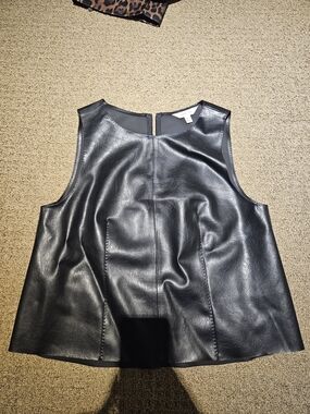 H&M Black Faux Leather Sleeveless Tank Top